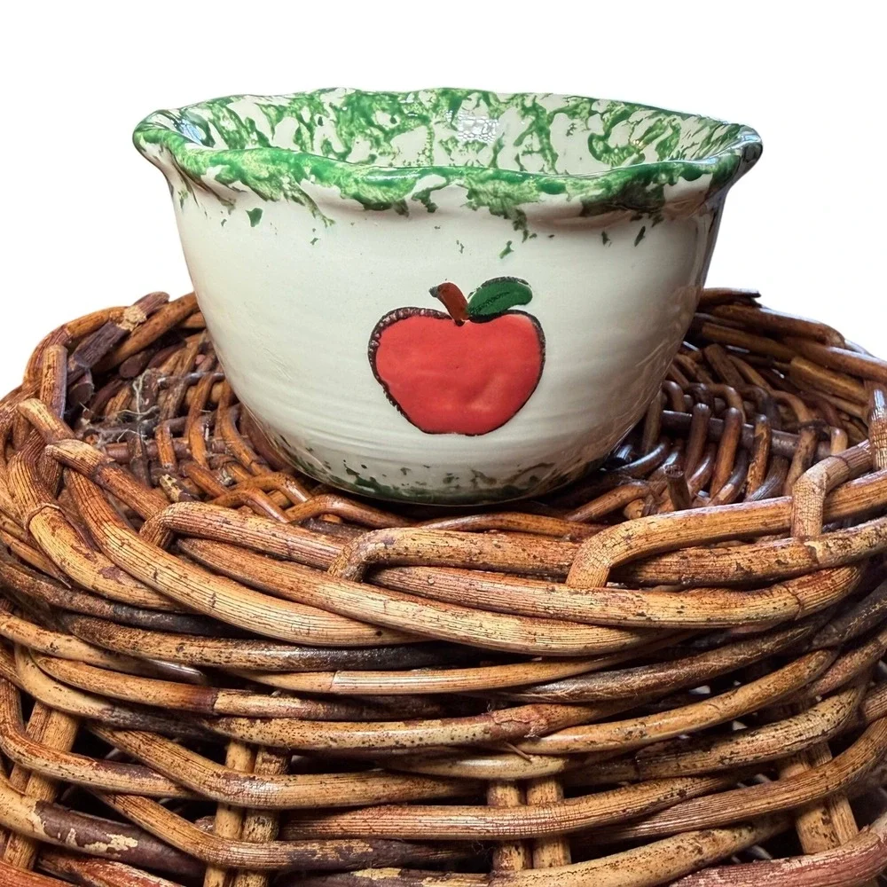Farmhouse Apple Spongeware Mixing Bowl Country‎ Cottage Kitchen Farmhouse Decor